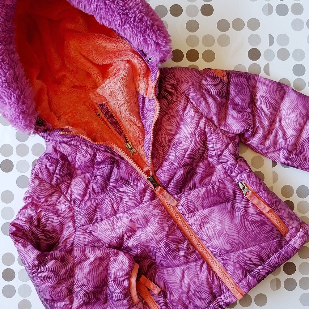 Girls Down Jacket with Faux Fur Lining and hood